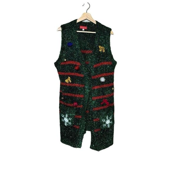 Blizzard Bay metallic ugly Christmas sweater  vest size L - Picture 1 of 13